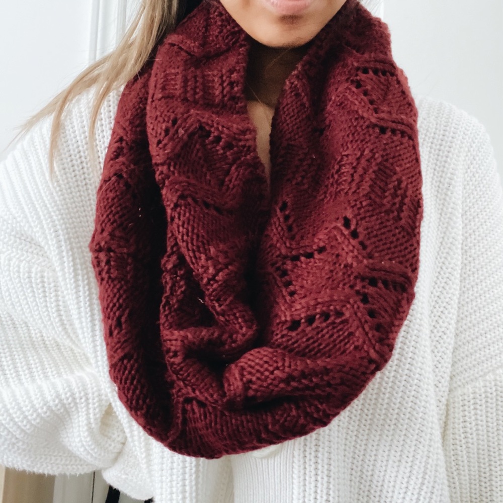 Knit Burgundy Infinity Scarf
